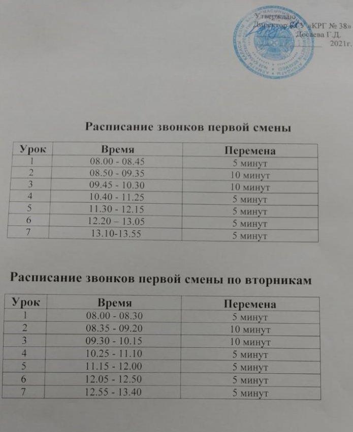 расписание уроков