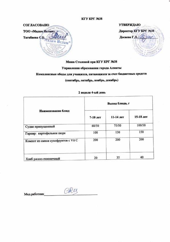 Ас мәзірі 13.10.2022 ж. 2 апта 4 күн