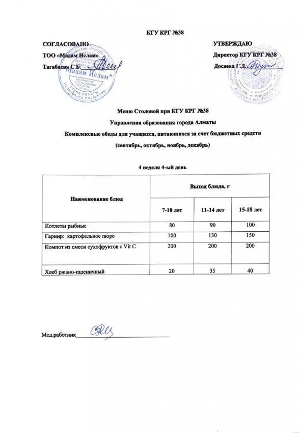 Ас мәзірі 20.10.2022 ж. 4 апта 4 күн